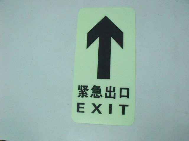 供应夜光磨砂地贴导向牌蓄光逃生背胶标志 工厂地面通道出口夜光导向牌图片