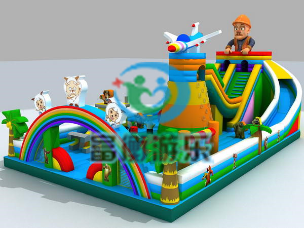 哈爾濱熊出沒(méi)兒童充氣滑梯,小孩游圖片