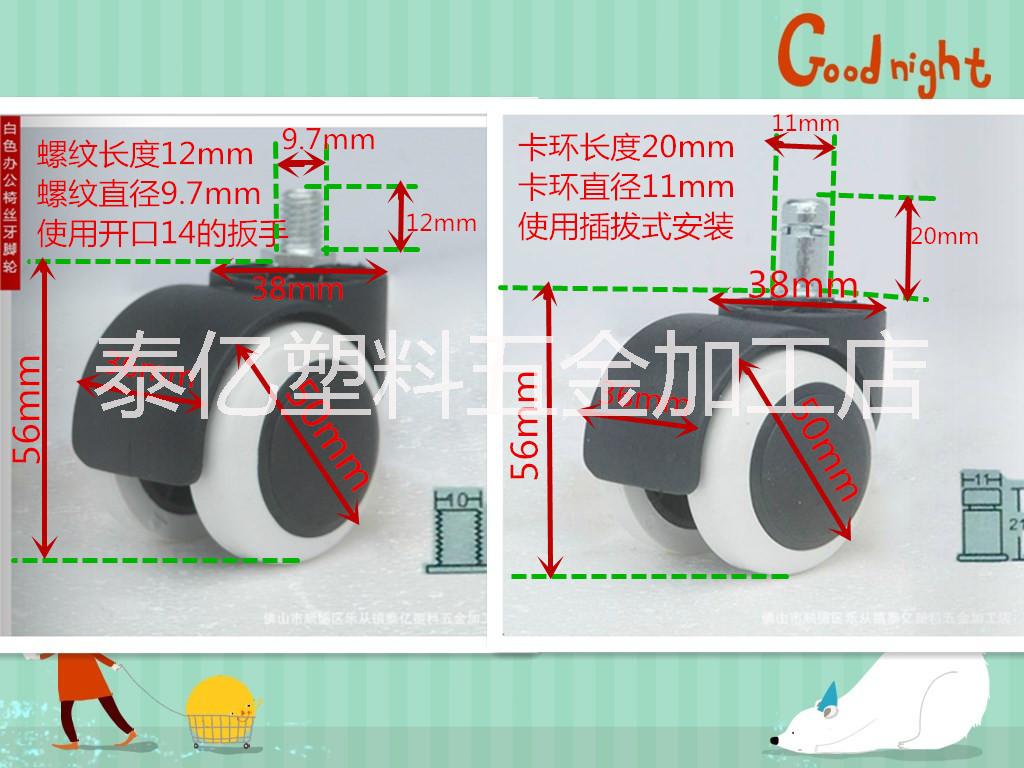 佛山家具脚轮批发2寸包边白色卡轮图片