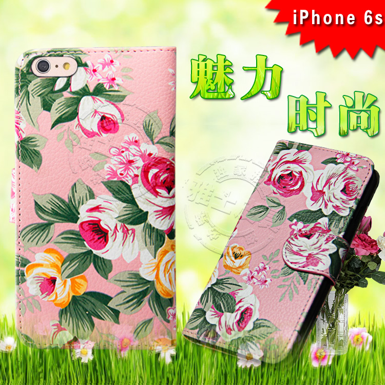 供应IPHONE 6S彩绘卡通左右翻手机皮套