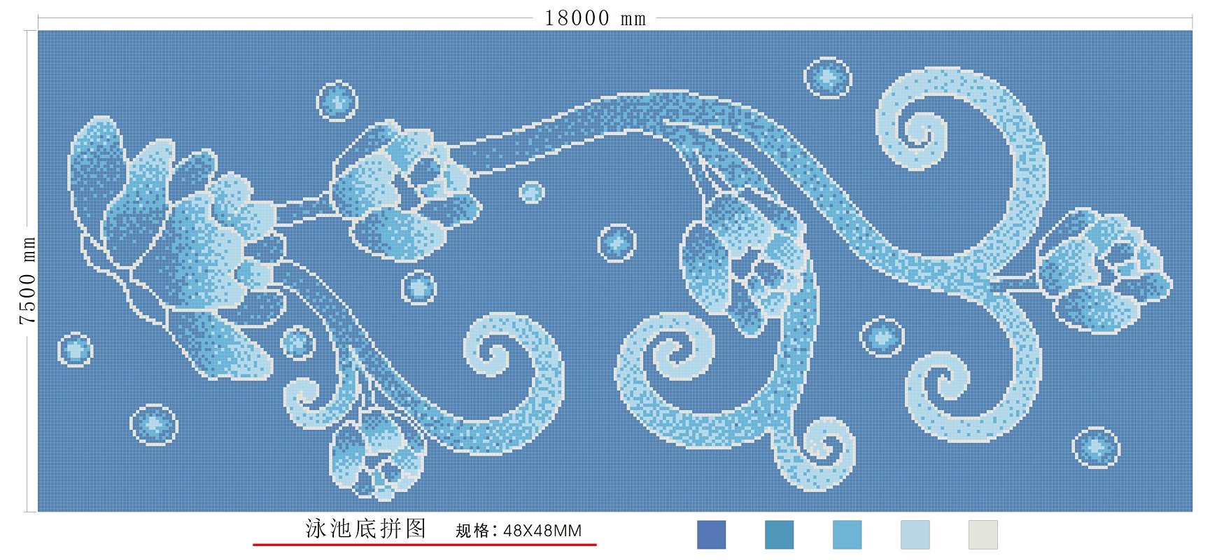 供应用于游泳池马赛克，深圳泳池马赛克拼图批发图片