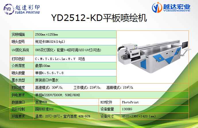 YD-2512-KD 柯尼卡UV平板噴繪機