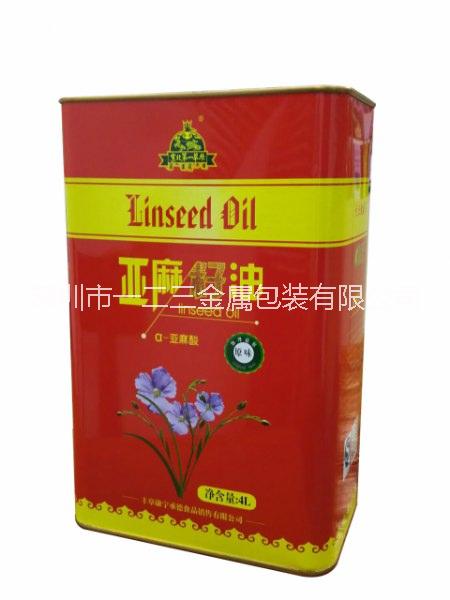 供应4L红花籽油包装铁罐 铁桶定制价 食用油礼品铁罐 红花籽油包装铁罐 食品包装设计图片