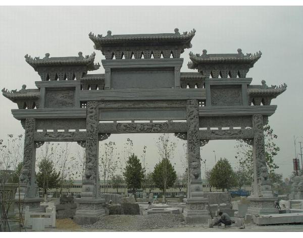 供應(yīng)河北仿古石雕牌坊專業(yè)定做，學(xué)校書院石雕牌坊哪里可以定做