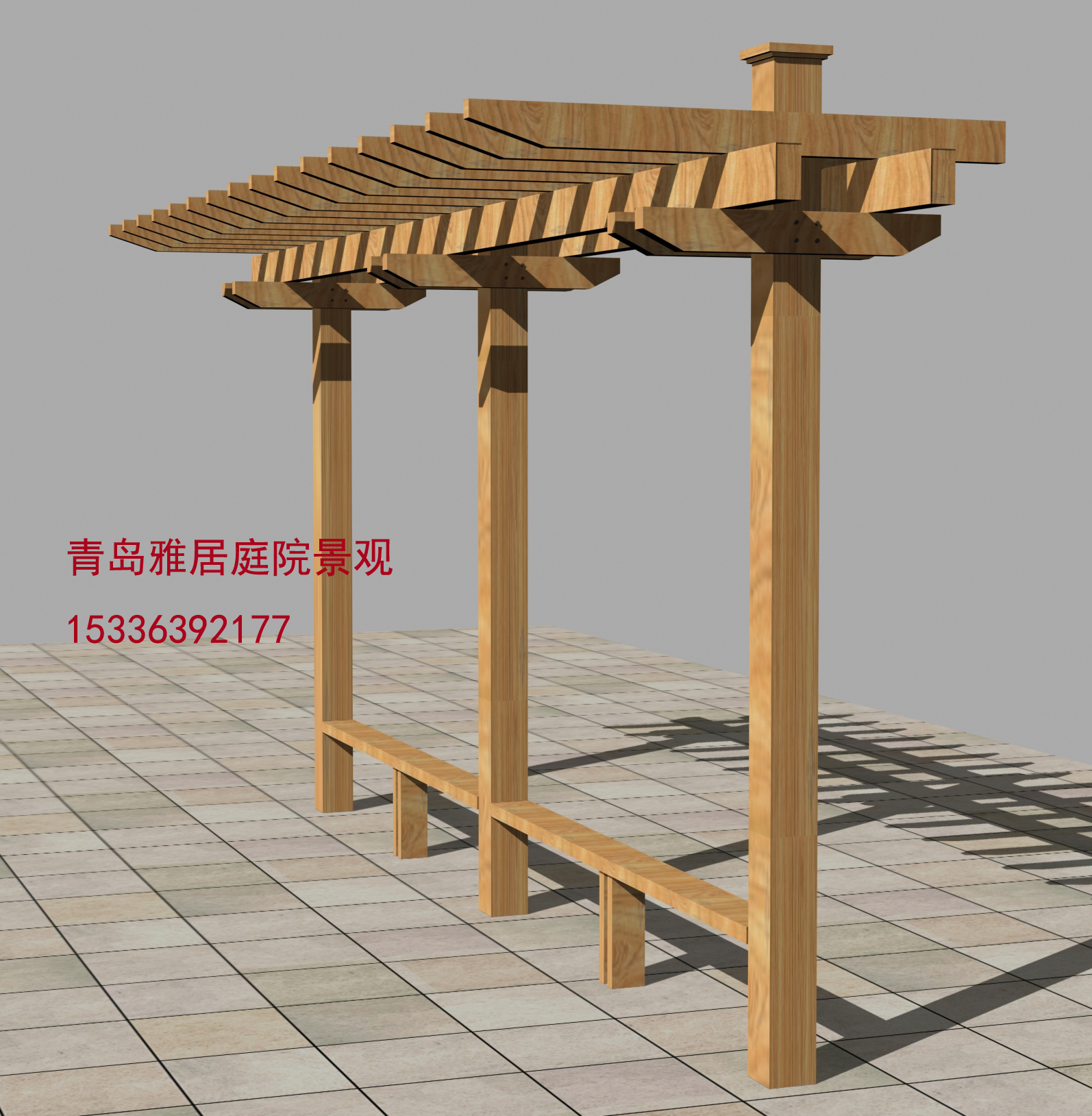 供應用于戶外庭院的青島防腐木花架碳化木廊架