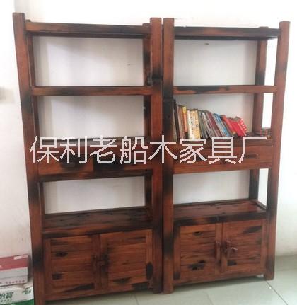 老船木博古架中式書架文件柜實(shí)木圖片