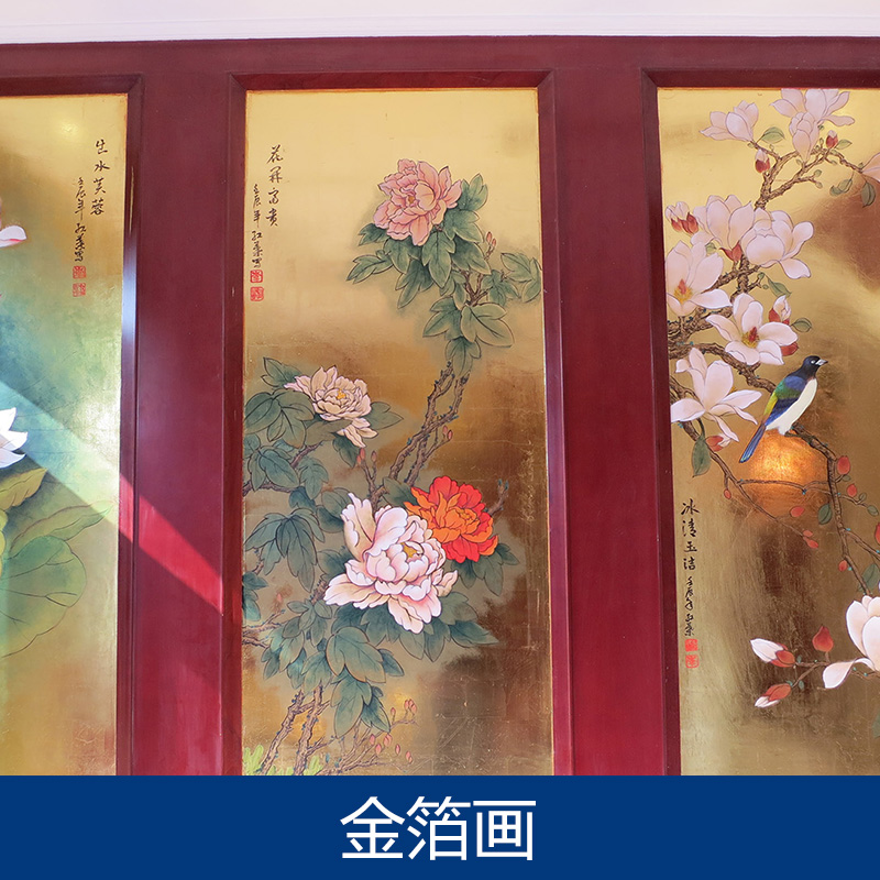 供应金箔画 手绘金箔油画酒店客房餐厅居家装饰金箔油画批发图片