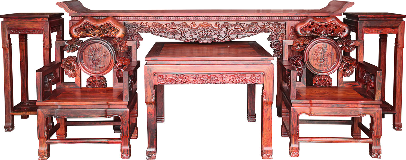 雍王府紅木/靈芝中堂/緬甸花梨圖片