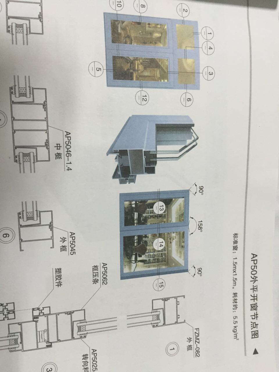 亚铝德材AP50外平开门窗图片