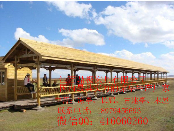 供應(yīng)景觀園林游廊/實(shí)木碳化防腐木走廊回廊/10米仿古景觀園林游廊  古建長廊圖紙