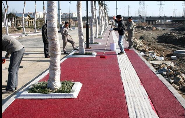 透水混凝土   地坪壓花