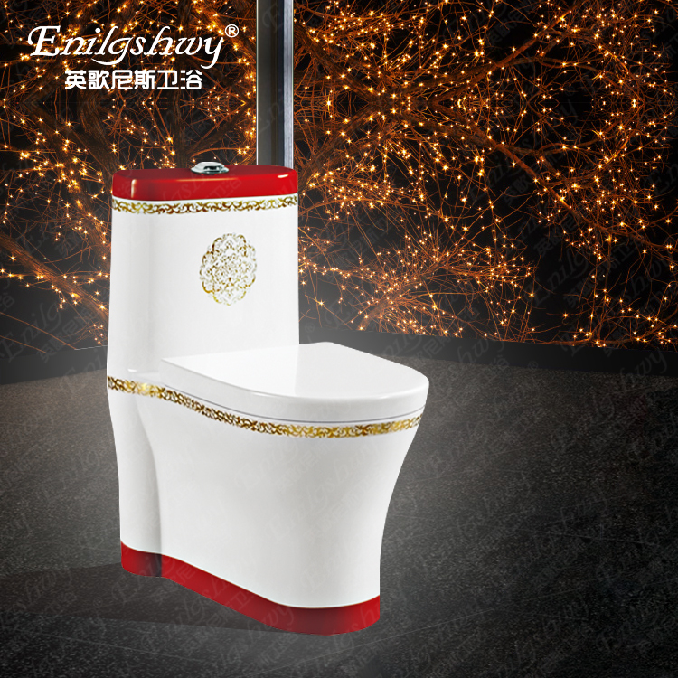 英歌尼斯衛(wèi)浴 金箔馬桶 貼花坐便器 時(shí)尚座便器