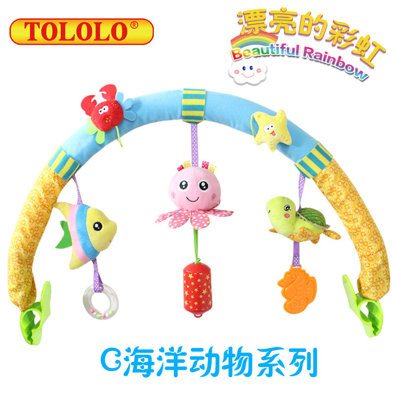 TOLOLOTOLOLO新款嬰幼兒卡通動(dòng)物音樂響鈴BB車床夾寶寶毛絨玩具