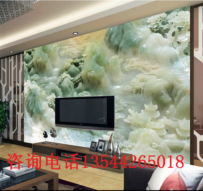 UV平板打印4D玉石立體背景墻圖片