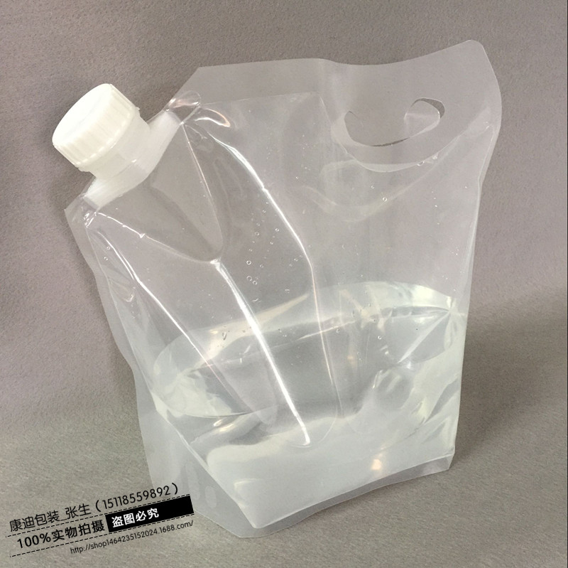 折叠水袋_5L水袋定做厂家|4升手提袋供应|吸嘴袋袋装水包装图片