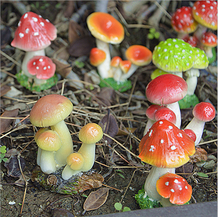 蘑菇擺件 蘑菇景觀園林雕塑 仿真樹脂工藝品 盆景DIY小擺件批發(fā)