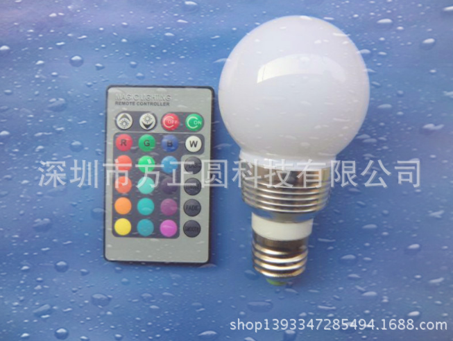 廠家直銷LED球泡 RGB 七彩，E27螺口 同步帶記憶燈泡 3W 5W