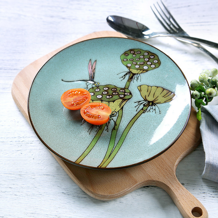 陶瓷手繪圓方形菜盤擺件圖片/陶瓷手繪圓方形菜盤擺件樣板圖 (4)