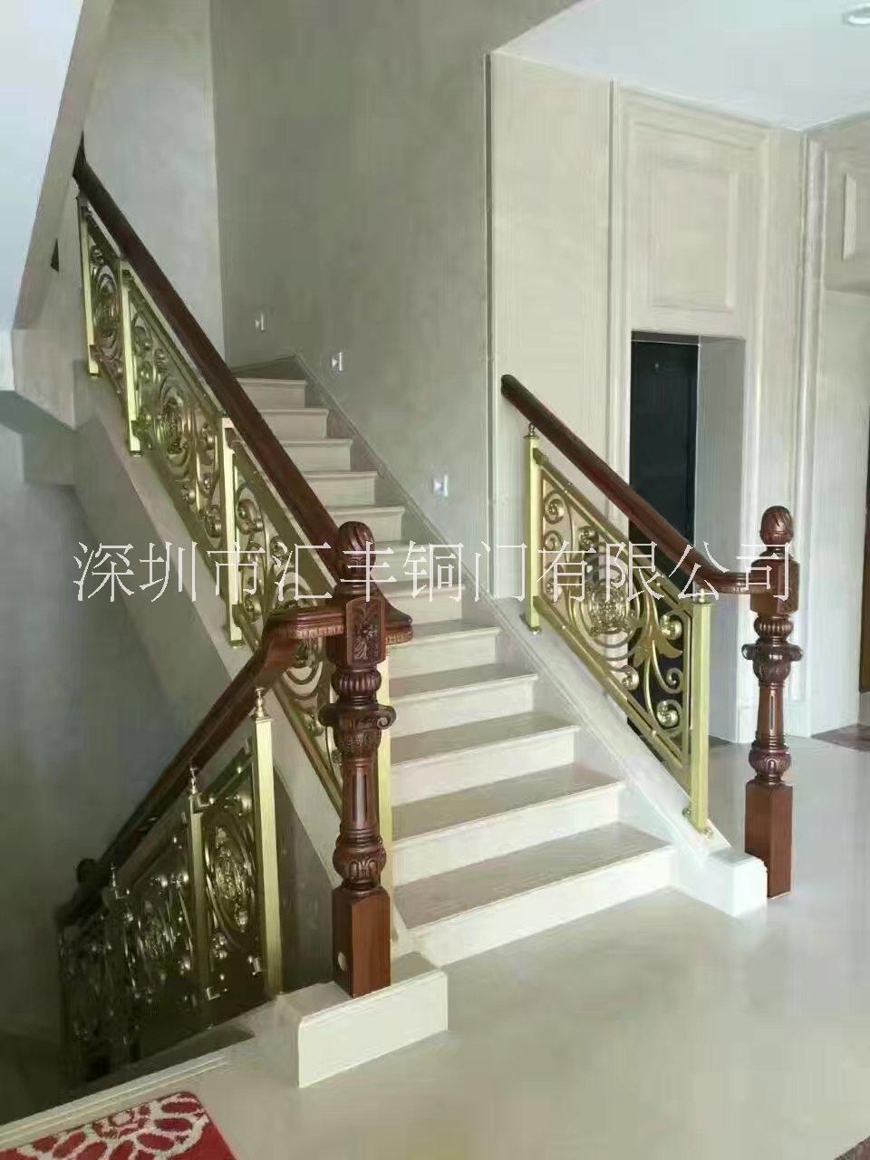 酒店別墅樓梯扶手歐式圍欄紅青古銅鋁鎂合金純銅雕花鏤空護欄欄桿