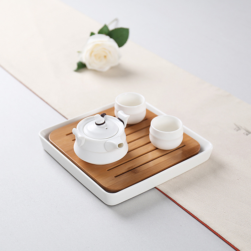 茶具陶瓷一壺兩杯一盤圖片