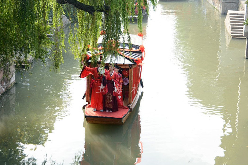 高低篷船 迎亲船 花船 中式仿古木船 景区游玩船