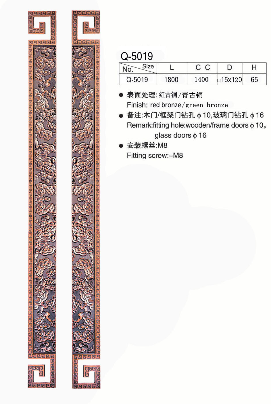 不锈钢框架门拉手 仿古雕刻拉手  玻璃门大门拉手直销定制 Q-5019 不锈钢框架门拉手 仿古雕刻把手图片