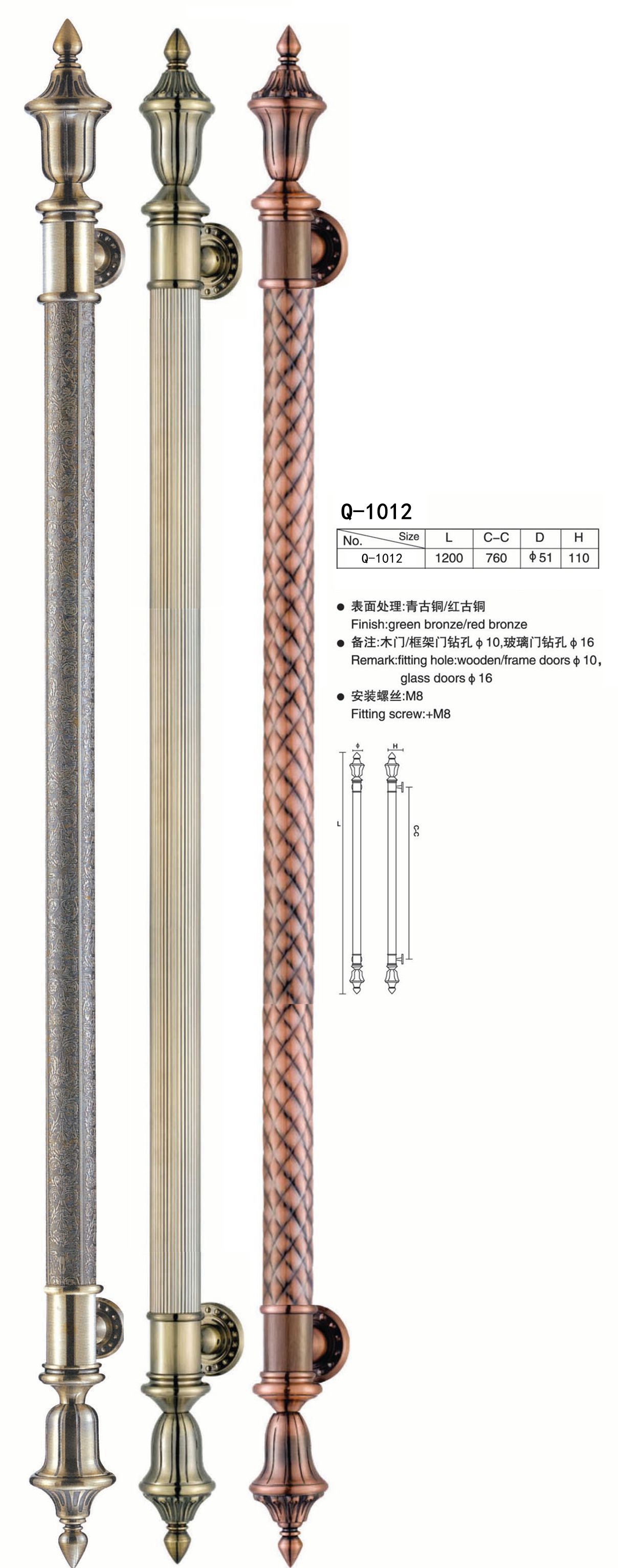 欧式把手 铜门拉手 酒店门把手 玻璃门大拉手 厂家直销 Q-1012