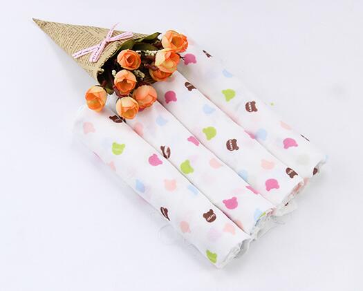 五彩熊頭純棉印花雙層紗布批發(fā)圖片