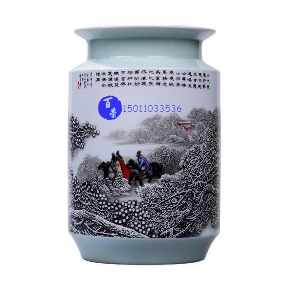 《三顧茅廬》粉彩雪景瓶珍藏品圖片