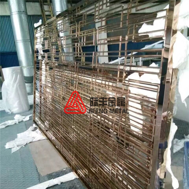 黑鈦鏡面鏤空不銹鋼屏風來圖訂制圖片