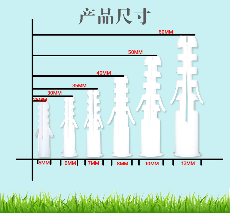 优质塑料膨胀管膨胀螺丝胀塞胶塞锚栓白色灰色厂家直销图片
