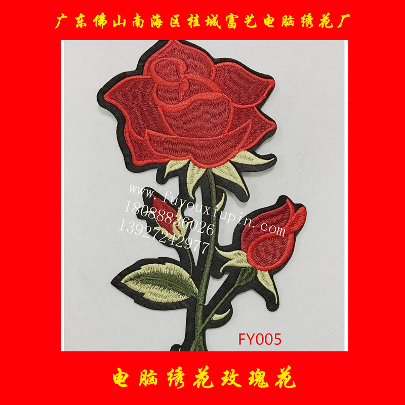 电脑绣花玫瑰花图片