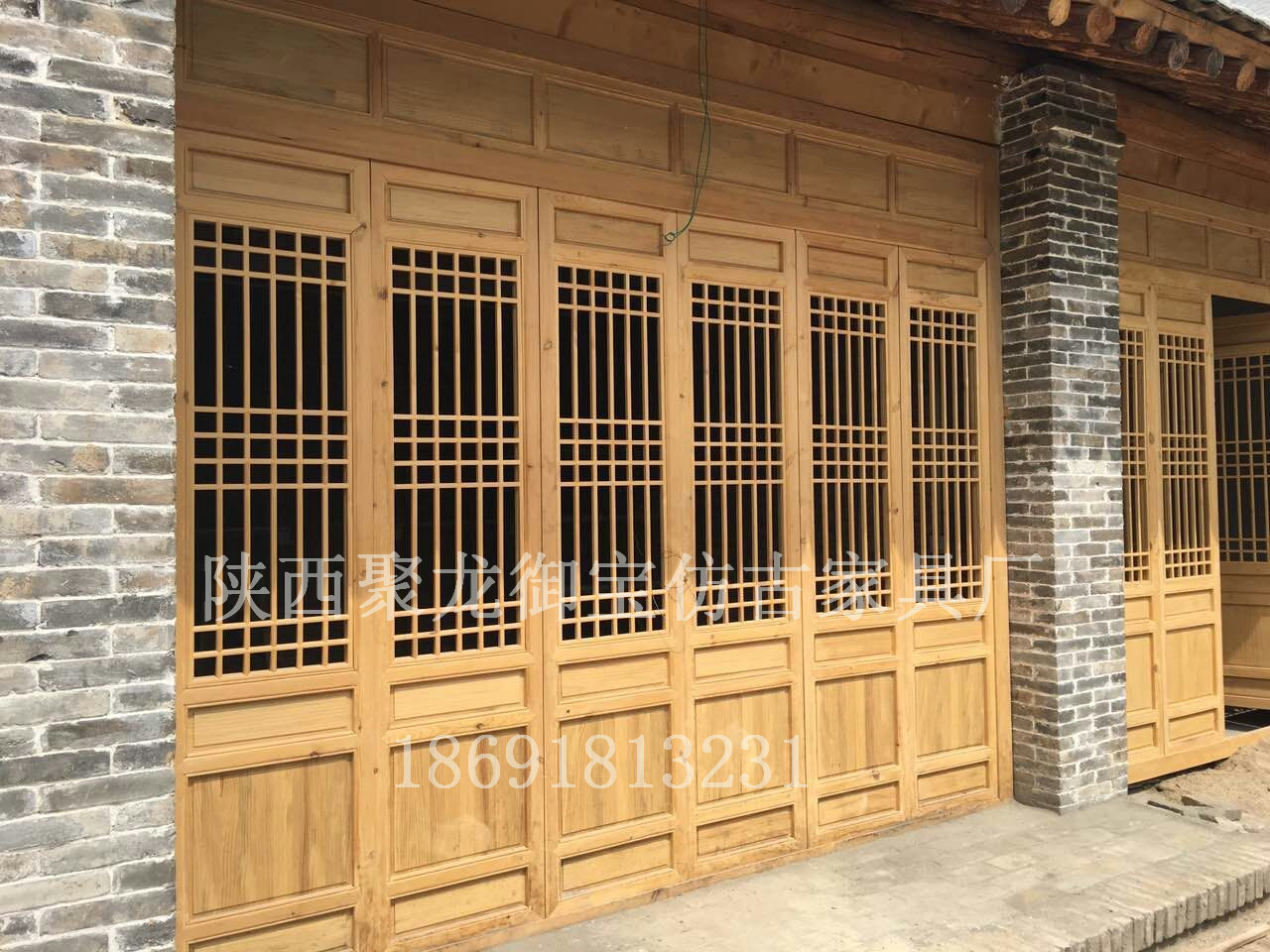 西安仿古門窗，實(shí)木門窗，松木門窗圖片