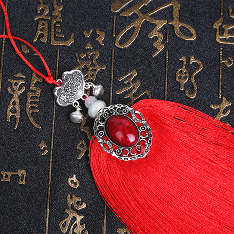 定做長命富貴寶石流蘇 新款錦綸出入平安玉石吊穗 商務(wù)饋贈(zèng)禮品 銀鎖流蘇