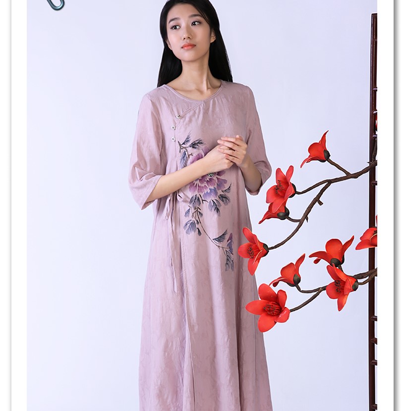 中國(guó)風(fēng) 棉麻連衣裙女裝18440圖片