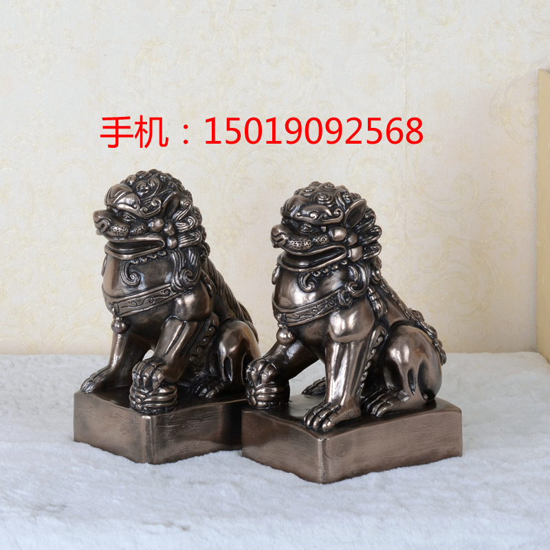 對(duì)獅 鑄銅獅子擺飾 中式酒店軟裝 動(dòng)物擺件 惠州樹脂工藝品 對(duì)獅