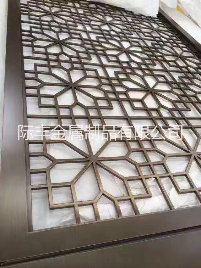 不銹鋼屏風(fēng)隔斷 玫瑰金拉絲花格