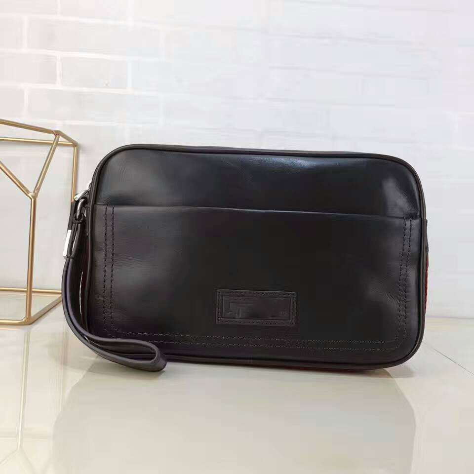 黑白織帶休閑手拿包油蠟牛皮大錢包圖片/黑白織帶休閑手拿包油蠟牛皮大錢包樣板圖 (1)