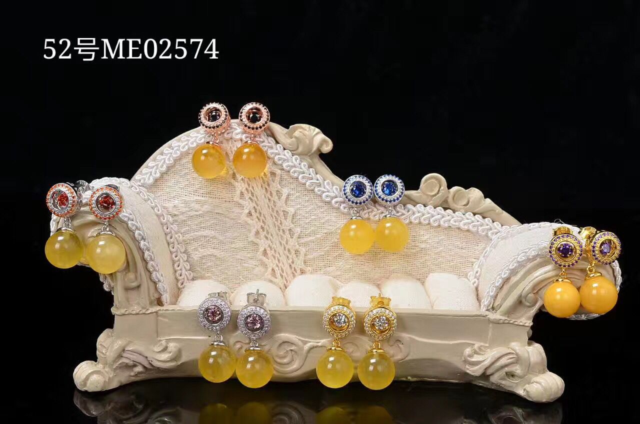 天然琥珀蜜蠟批發(fā)耳釘 日韓潮流個性韓版耳飾品