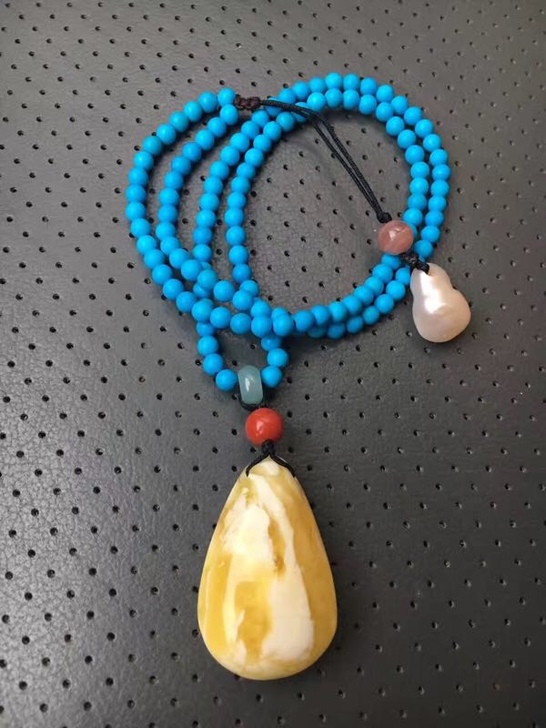 夕顏 自磨白花蜜蠟項(xiàng)鏈圖片