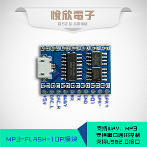 直插10P串口MP3语音模块图片