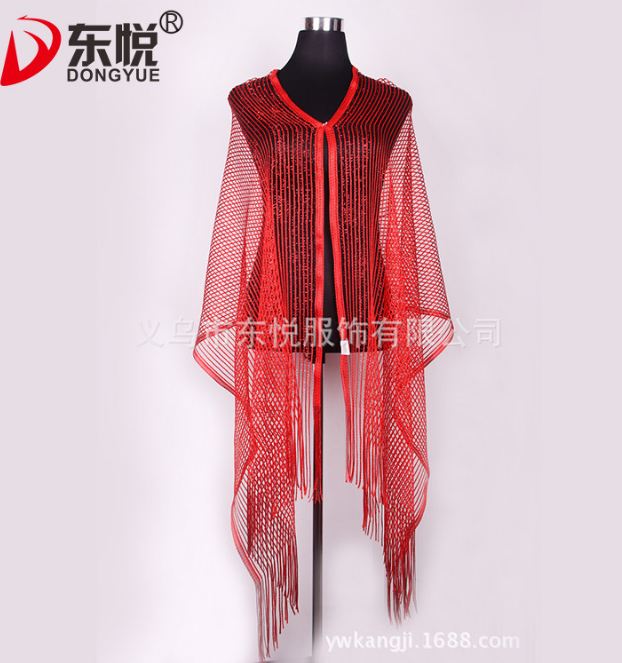 供應(yīng)【披肩】新款滌綸寬版披肩 圍巾披肩兩用 女士單色亮片披肩
