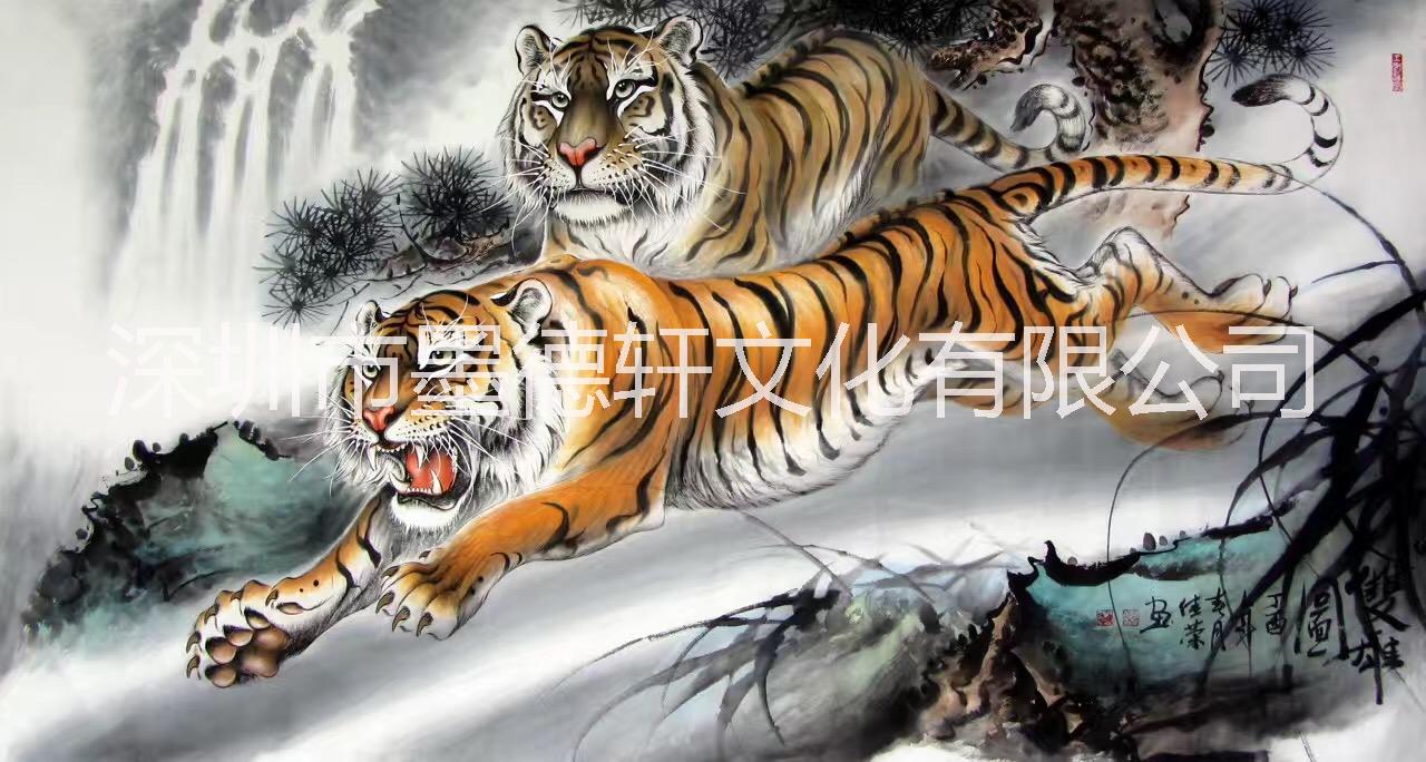 大芬油畫(huà)村客廳酒店辦公室玄關(guān)臥室 純手繪上下山虎水墨畫(huà)框裝裱裝飾畫(huà)廠家批發(fā)