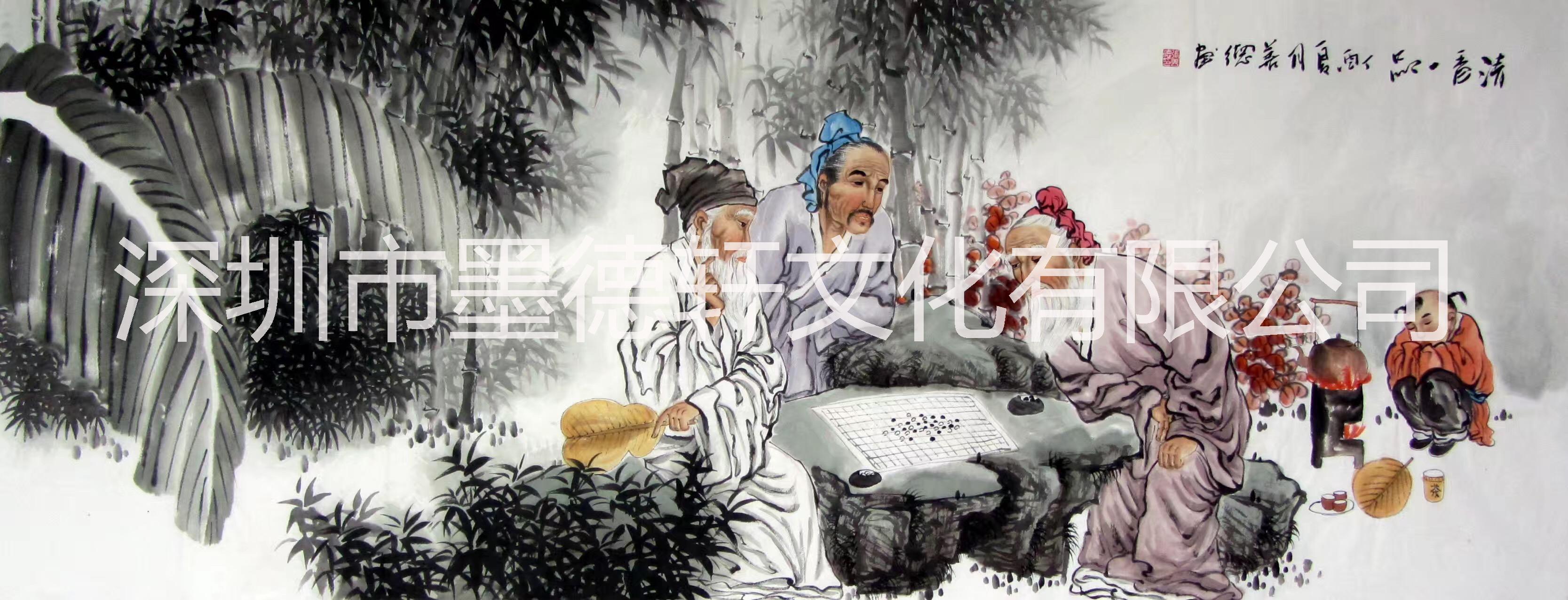 墨德軒現(xiàn)代簡約中式酒店會(huì)所別墅客廳臥室辦公室純手繪古典人物國畫畫框裝裱裝飾畫廠家批發(fā)