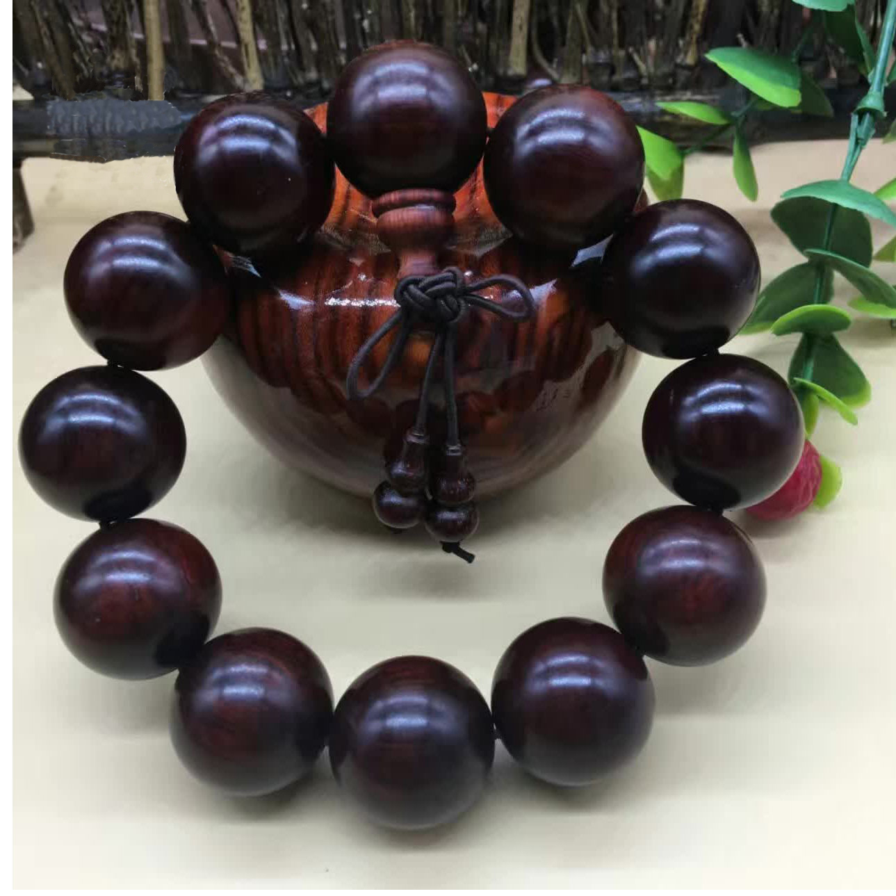 九華山善福民族風(fēng)小葉紫檀佛珠玻璃