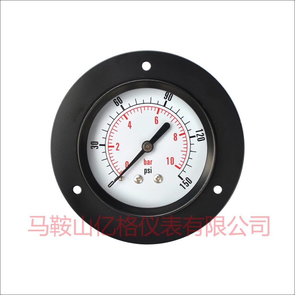 黑鐵殼軸向帶法蘭壓力表圖片