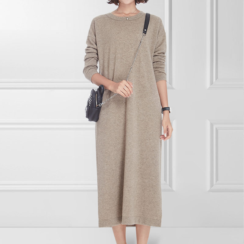 登龍緣羊絨連衣裙長款東莞廠家直銷100純羊絨秋冬連衣裙一件代發(fā)羊絨衫包郵