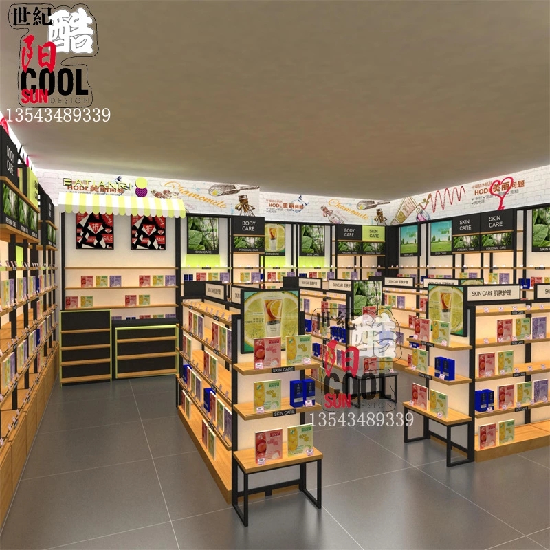 鐵木結(jié)合化妝品展柜貨柜貨架展示柜圖片/鐵木結(jié)合化妝品展柜貨柜貨架展示柜樣板圖 (4)