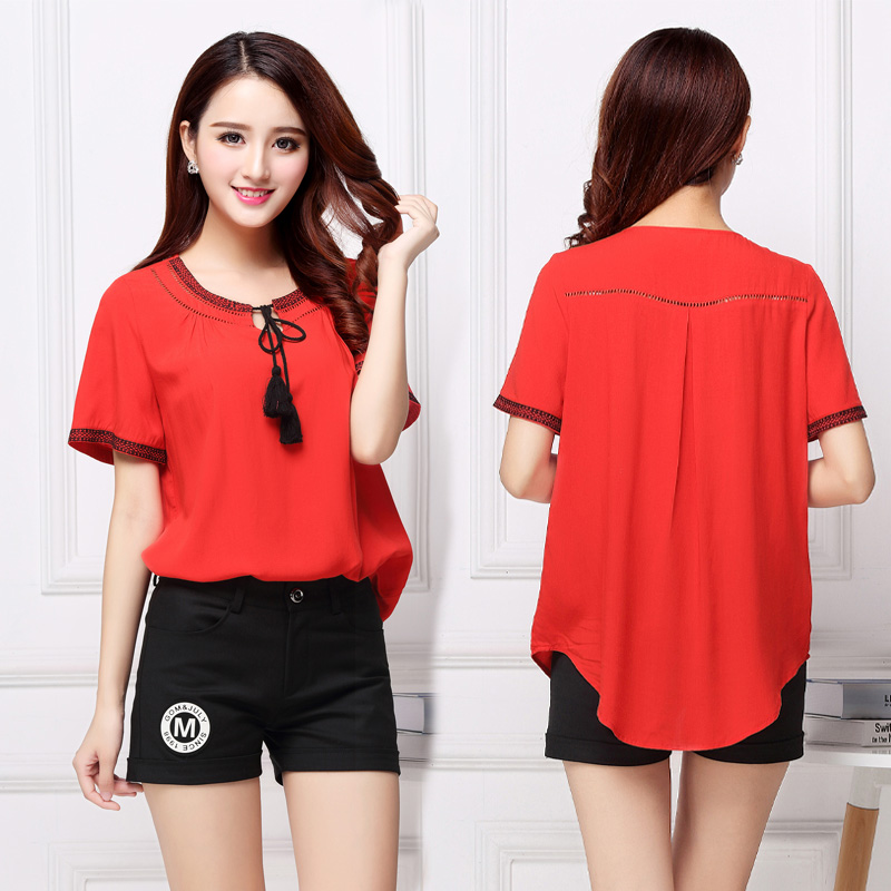 2017年新款繡花撞色鏤空T恤圖片/2017年新款繡花撞色鏤空T恤樣板圖 (3)