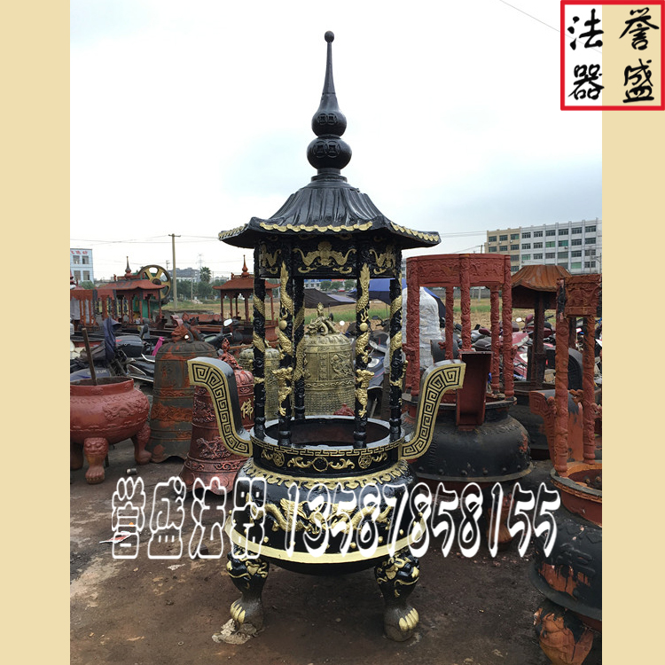 圓形六龍柱香爐圖片